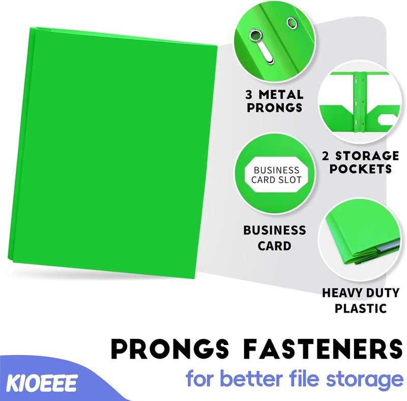 KIOEEE Heavy Duty Plastic Folders with 2 Pockets and 3 Prongs Bulk(48 Pack),Fit Letter Size Paper, Business Card Slot, Assorted Colors for School,Office and Home - Image 4